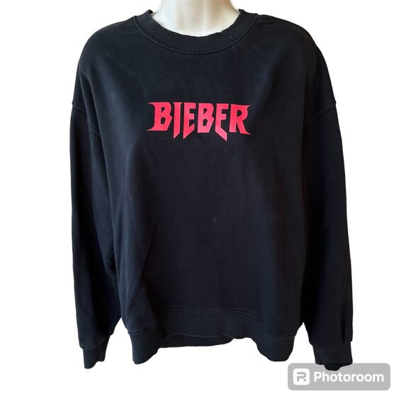 Justin Bieber 2017 Purpose Tour Merch Crewneck Sweatshirt Black 100% Cotton - Picture 1 of 9